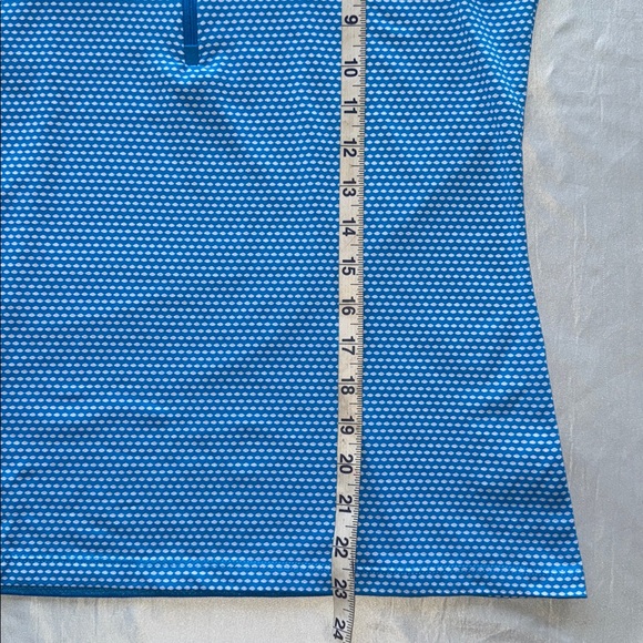Lopez Delux Dri Blue Dots Sleeveless Golf Polo Top Rhinestone Zipper Pull Sz M - Picture 11 of 15